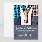 Landelijke Trouwdag Bewaar De Datum Paar Hand in H Kaart (Voorkant / Achterkant)