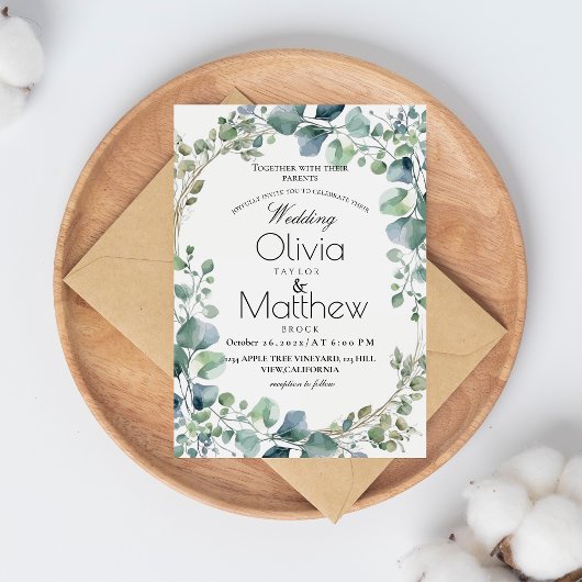 Landelijke Trouwdag Boho Eucalyptus Elegante Trouw Kaart