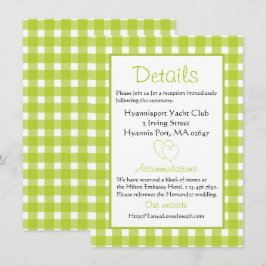 Landelijke Trouwdetails Gingham Groen Rut Party Kaart