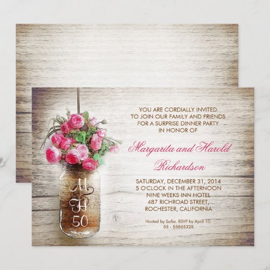 landelijke trouwjubileum uitnodigingen in een mets (Voorkant / Achterkant)