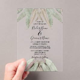 Landelijke trouwkaarten met Eucalyptusblad Motief Acryl Uitnodigingen