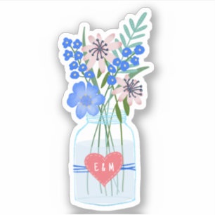Landelijke Trouwliefde Hart Beginletters Sticker