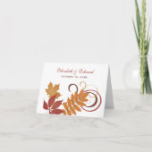 Landelijke Trouwmonogram met Vallende Bladeren Bedankkaart (Voorkant)