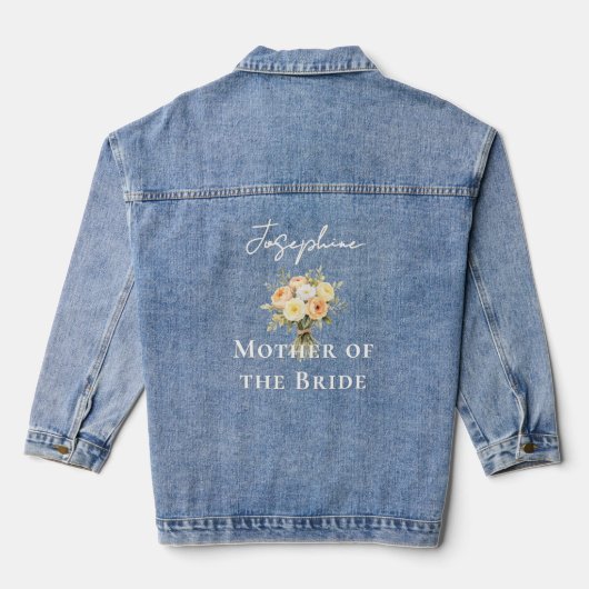 Landelijke trouwpeperrozen moeder van de bruid denim jacket (Achterkant)