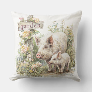 Landelijke Tuin Monogram Familieboerderij Varken Kussen
