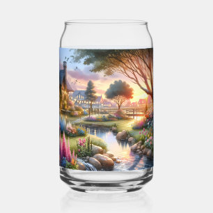 Landelijke Tuinbeek bij Zonsondergang Blikvorm Glas