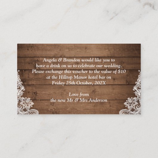 Landelijke Tuinverlichting Drankbon Cadeaubon Informatiekaartje (Achterkant)