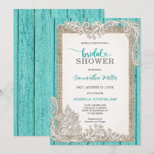 Landelijke Turquoise Bruidsuitnodiging Kaart