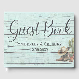 Landelijke Turquoise Cowboylaarzen Hoed Gastenboek