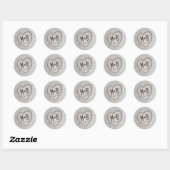 Landelijke uitgehouwen hart beginletters berkenboo ronde sticker (Vel)