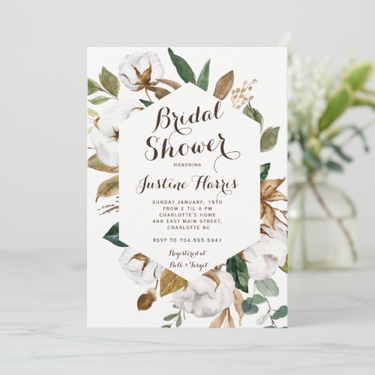 Landelijke uitnodiging voor bruidsfeest met Magnol (Staand voorkant)