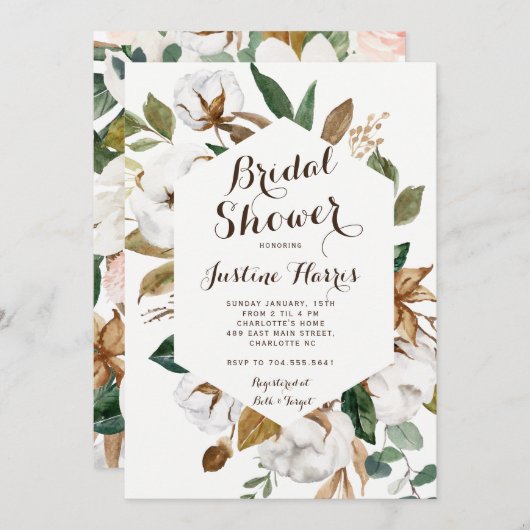 Landelijke uitnodiging voor bruidsfeest met Magnol (Voorkant / Achterkant)