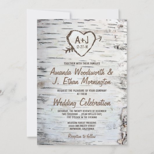 Landelijke uitvindingen van het Rustic Birch Tree  Kaart (Voorkant)