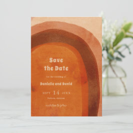 Landelijke Verbrande Oranje Boog Moderne Trouwdag Save The Date