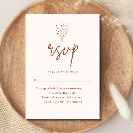 Landelijke Verbrande Oranje Elegante Boho Bloemige RSVP Kaartje