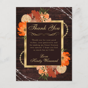 Landelijke Verbrande Oranje Herfstbloemen Zoete Ze Briefkaart