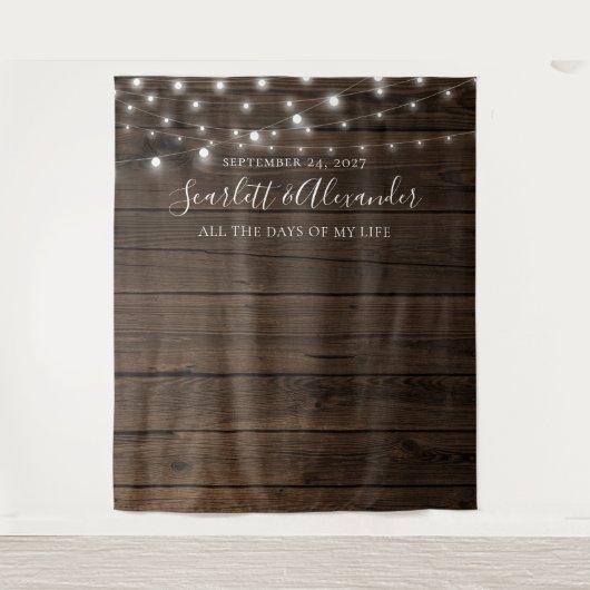 Landelijke verlichting met touwslingers trouw deco wandkleed (Voorkant)