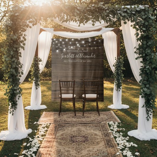 Landelijke verlichting met touwtjes als achtergron wandkleed