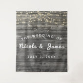 Landelijke verweerde grijze houten slingerlichtjes wandkleed (Voorkant)