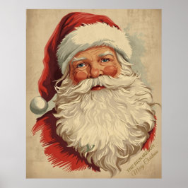 Landelijke Victoriaanse Kerstman Vintage Kerstkuns Poster