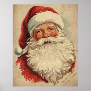 Landelijke Victoriaanse Kerstman Vintage Kerstkuns Poster