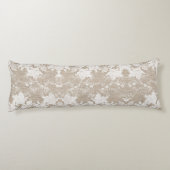 Landelijke vintage beige jute en witte kant lichaamskussen (Achterkant)