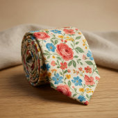 Landelijke Vintage Bloemen Stropdas