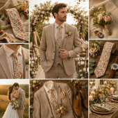 Landelijke Vintage Bloemen Stropdas