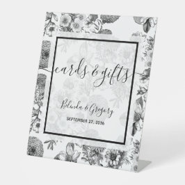 Landelijke Vintage Bloemen Trouwkaarten & Cadeaus Reclamebord Met Voetstuk