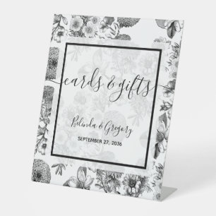 Landelijke Vintage Bloemen Trouwkaarten & Cadeaus Reclamebord Met Voetstuk