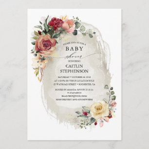 Landelijke Vintage Bloemige Baby Shower Uitnodigin Kaart