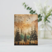 Landelijke vintage bossen natuur bos zonsondergang briefkaart (Staand voorkant)