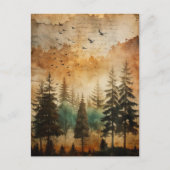 Landelijke vintage bossen natuur bos zonsondergang briefkaart (Voorkant)