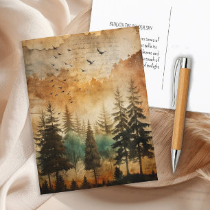 Landelijke vintage bossen natuur bos zonsondergang briefkaart