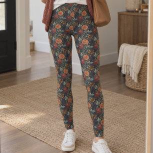 Landelijke vintage chrysanthemum leggings