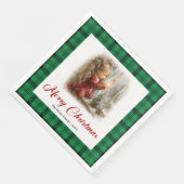 Landelijke Vintage Eettafel Decoratie Kerst Scene Servet (Hoek)