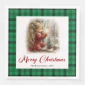 Landelijke Vintage Eettafel Decoratie Kerst Scene Servet (Voorkant)