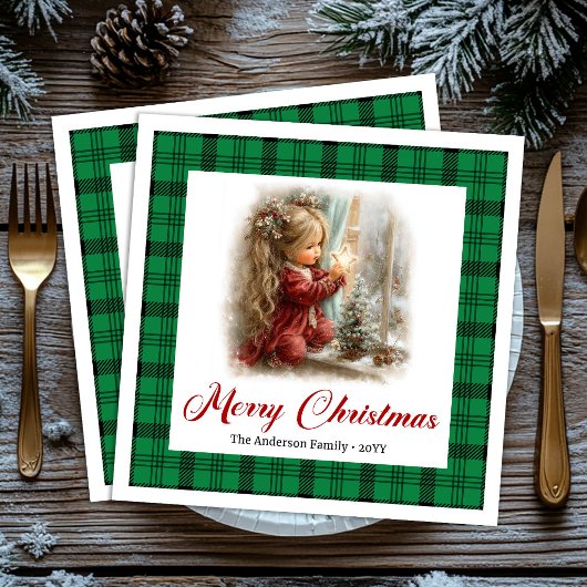 Landelijke Vintage Eettafel Decoratie Kerst Scene Servet