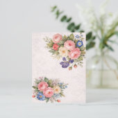 Landelijke Vintage Gepersonaliseerde Bloem Roos On Briefkaart (Staand voorkant)