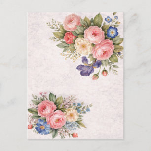 Landelijke Vintage Gepersonaliseerde Bloem Roos On Briefkaart