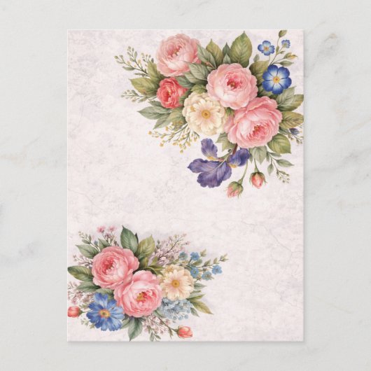 Landelijke Vintage Gepersonaliseerde Bloem Roos On Briefkaart (Voorkant)