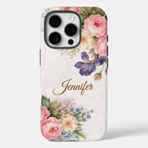 Landelijke Vintage Gepersonaliseerde Bloem Roos On iPhone 16 Pro Hoesje