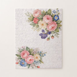 Landelijke Vintage Gepersonaliseerde Bloem Roos On Legpuzzel