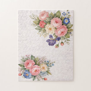 Landelijke Vintage Gepersonaliseerde Bloem Roos On Legpuzzel