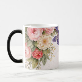 Landelijke Vintage Gepersonaliseerde Bloem Roos On Magische Mok