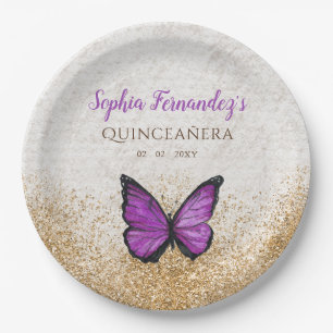 Landelijke vintage gouden vlinder papieren borden bordje