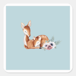 Landelijke Vintage Herten Bos Bloemenkindercadeauf Vierkante Sticker
