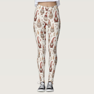 Landelijke Vintage Kabouter Tuin Aquarel Patroon Leggings