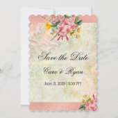 Landelijke Vintage Landelijk Roze Bloemrijke Elega Save The Date (Voorkant)