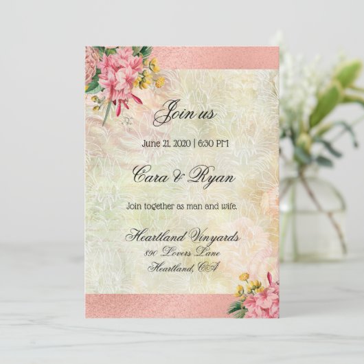 Landelijke Vintage Landelijke Bloemrijke Elegante  Kaart (Staand voorkant)